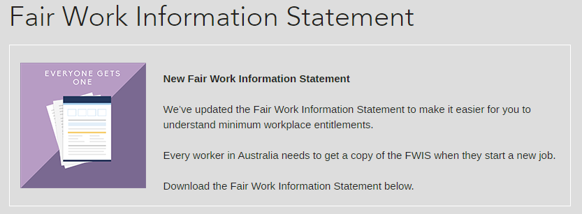 Updated Fair Work Information Statement and Guide available from NANA